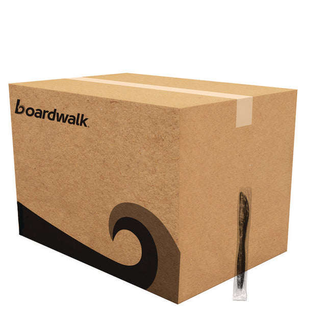 Heavyweight Wrapped Polypropylene Cutlery, Knife, Plastic, Black, 1,000/Carton