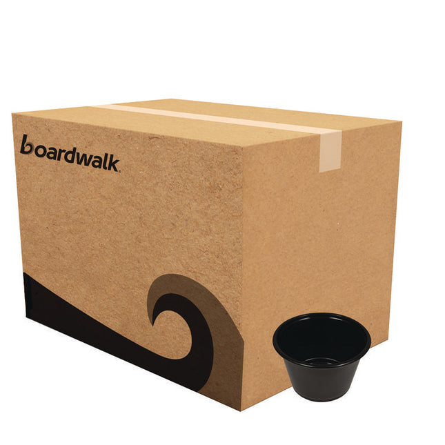 Souffle/Portion Cups, 4 oz, Plastic, Black, 2,500/Carton