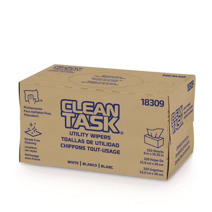 Clean Task Utility Wipers, 1-Ply, 9 x 10.25, White, 250 Sheets/Box, 24 Boxes/Carton
