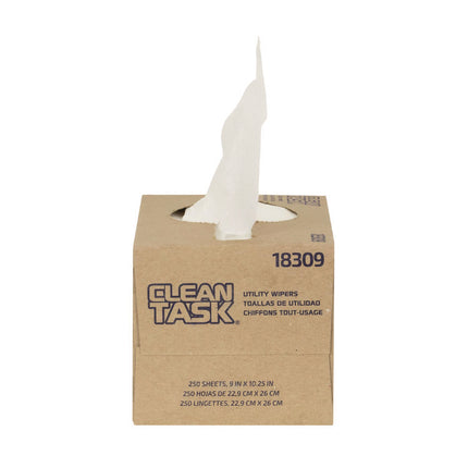 Clean Task Utility Wipers, 1-Ply, 9 x 10.25, White, 250 Sheets/Box, 24 Boxes/Carton