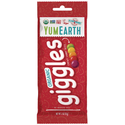 Organic Giggles, Assorted Flavors, 2 oz Bag, 12/Carton