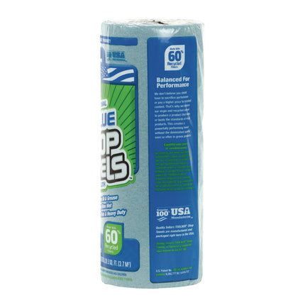 TOOLBOX Blue Shop Towels, 1-Ply, 11 x 9.4, Blue, 55 Sheets/Roll, 30 Rolls/Carton