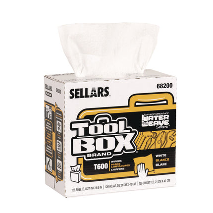 TOOLBOX WaterWeave T600 Wipers, 1-Ply, 8.27 x, 16.5, White, 126 Sheets/Box, 10 Boxes/Carton