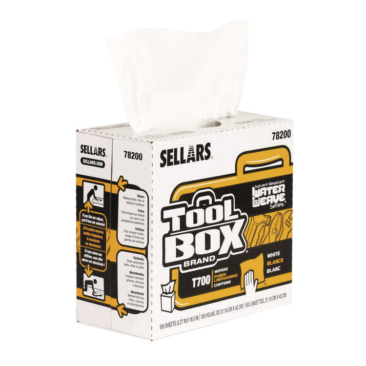 TOOLBOX WaterWeave T700 Wipers, 1-Ply, 8.27 x 16.5, White, 100 Sheets/Box, 8 Boxes/Carton