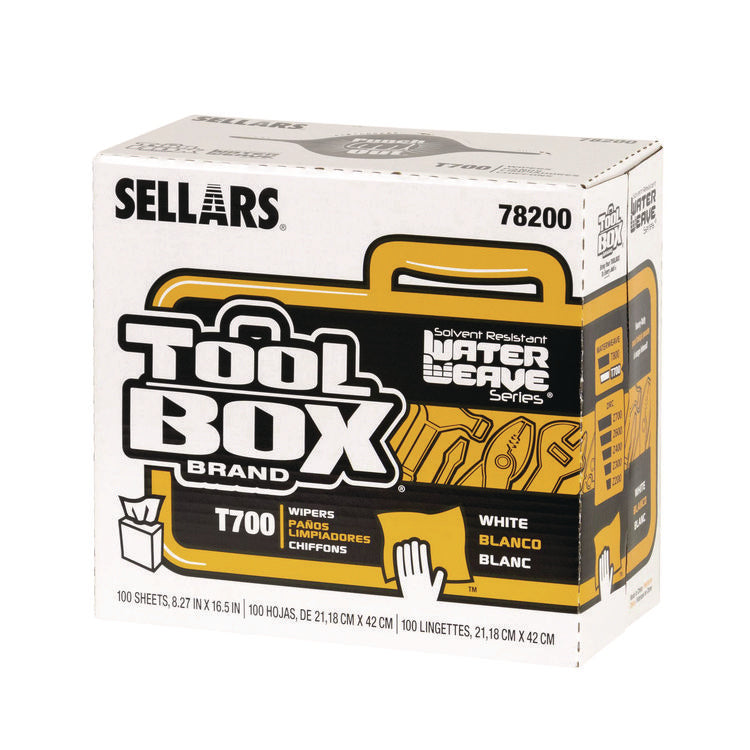 TOOLBOX WaterWeave T700 Wipers, 1-Ply, 8.27 x 16.5, White, 100 Sheets/Box, 8 Boxes/Carton