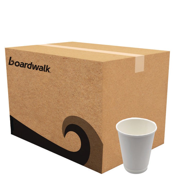 Paper Hot Cups, Double-Walled, 12 oz, White, 500/Carton