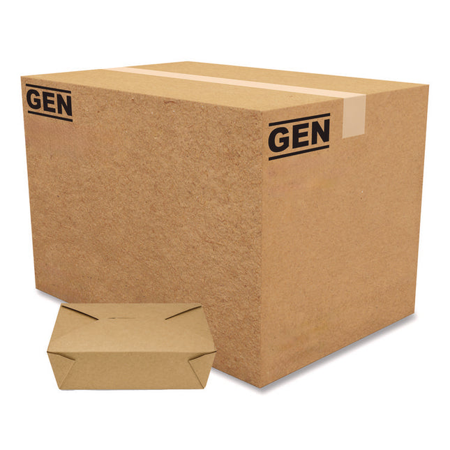 Reclosable Kraft Take-Out Box, 76 oz, Brown, Paper, 200/Carton
