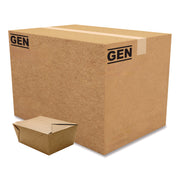 Reclosable Kraft Take-Out Box, 110 oz, Brown, Paper, 160/Carton