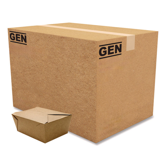 Reclosable Kraft Take-Out Box, 110 oz, Brown, Paper, 160/Carton