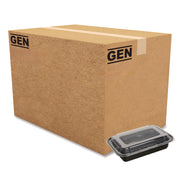 Microwavable Food Container with Lid, Rectangular, 24 oz, 7.48 x 5.03 x 2.48, Black/Clear, Plastic, 150/Carton