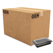 Microwavable Food Container with Lid, Rectangular, 28 oz, 8.81 x 6.02 x 2.04, Black/Clear, Plastic, 150/Carton