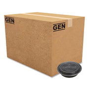 Microwavable Food Container with Lid, Round, 24 oz, 7.28 x 7.28 x 1.96, Black/Clear, Plastic, 150/Carton