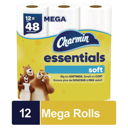 Essentials Soft Bathroom Tissue, Septic Safe, 2-Ply, White, 330 Sheets/Roll, 12 Rolls/Pack, 4 Packs/Carton