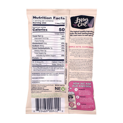 Himalayan Pink Salt Organic Popcorn, Salt, 0.46 oz Bag, 24/Carton