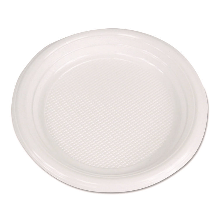 Hi-Impact Plastic Dinnerware, Plate, 6" Dia, White, 1,000/carton