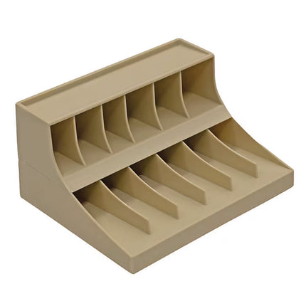 Coin Wrapper and Bill Strap 2-Tier Rack, 11 Compartments, 9.38 x 8.13 4.63, Plastic, Pebble Beige