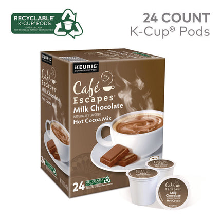 Cafe Escapes Milk Chocolate Hot Cocoa K-Cups, 24/box