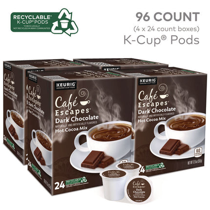 Dark Chocolate Hot Cocoa K-Cups, 24/box, 4 Box/carton
