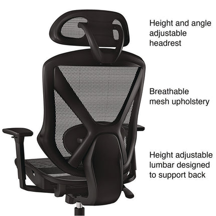 Alera Taunton Ergonomic Mesh Swivel Task Chair, Supports Up to 275lb, 17.44 to 20.98 Seat Height, Black Seat/Back, Black Base