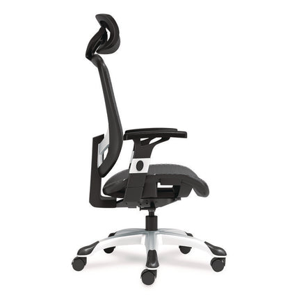 Alera Minerva Ergonomic Mesh Swivel Task Chair, Support Up to 275lb, 17.24 to 20.98 Seat Height, Black Seat/Back, Silver Base