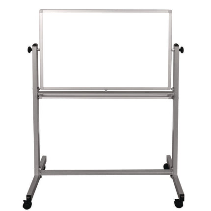 Mobile Magnetic Whiteboard, 36" x 24", White Surface, Silver Aluminum Frame