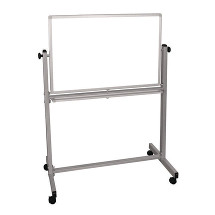Mobile Magnetic Whiteboard, 36" x 24", White Surface, Silver Aluminum Frame