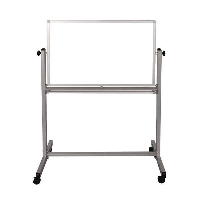 Mobile Magnetic Whiteboard, 36" x 24", White Surface, Silver Aluminum Frame