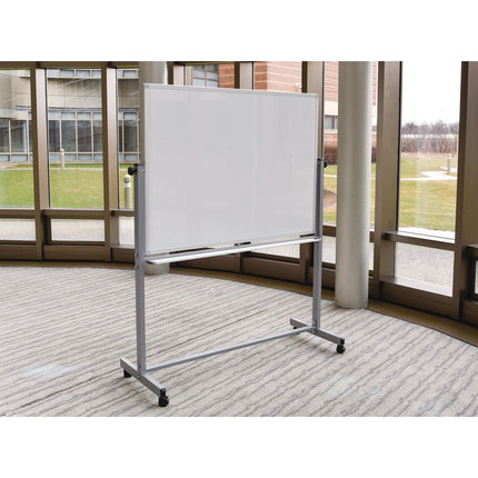 Mobile Magnetic Whiteboard, 48" x 36", White Surface, Silver Aluminum Frame