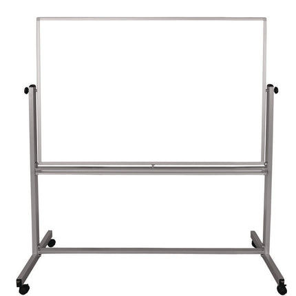 Mobile Magnetic Whiteboard, 60" x 40", White Surface, Silver Aluminum Frame