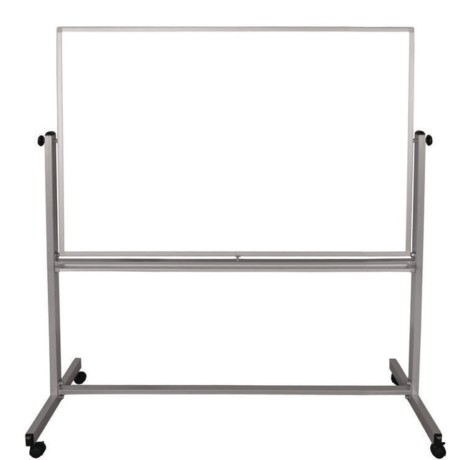 Mobile Magnetic Whiteboard, 60" x 40", White Surface, Silver Aluminum Frame
