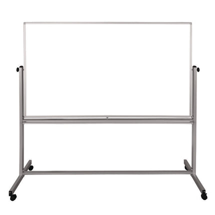 Mobile Magnetic Whiteboard, 72" x 40", White Surface, Silver Aluminum Frame
