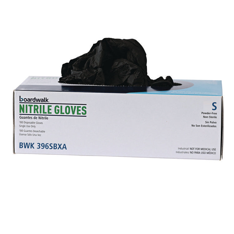 Disposable General-Purpose Powder-Free Nitrile Gloves, Small, Black, 4.4 mil, 100/Box, 10 Boxes/Carton