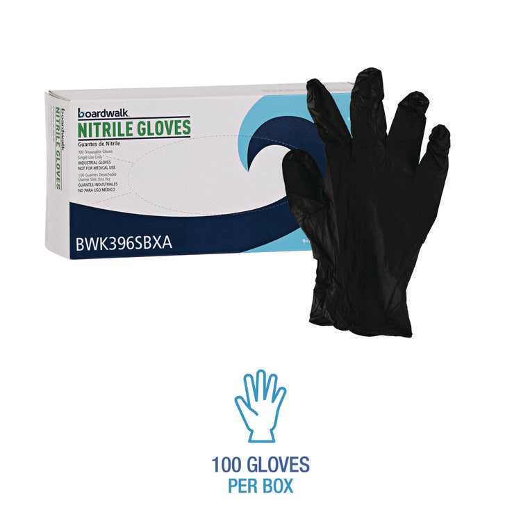Disposable General-Purpose Powder-Free Nitrile Gloves, Small, Black, 4.4 mil, 100/Box, 10 Boxes/Carton