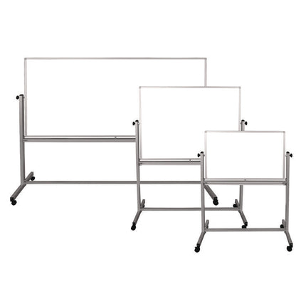 Mobile Magnetic Whiteboard, 96" x 40", White Surface, Silver Aluminum Frame