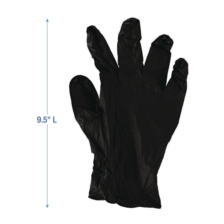 Disposable General-Purpose Powder-Free Nitrile Gloves, Small, Black, 4.4 mil, 100/Box