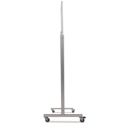 Mobile Magnetic Glass Dry Erase Board, 60" x 40", White Surface, Silver Aluminum Frame