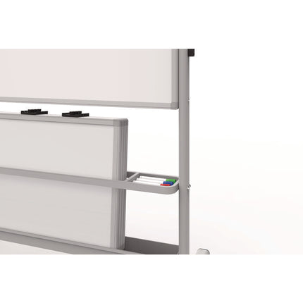 Mobile Collaboration Station Whiteboard with 4 Attachable Marker Boards, 40.4" x 48.6", White Surface, Silver Aluminum Frame