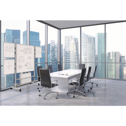 Mobile Collaboration Station Whiteboard with 4 Attachable Marker Boards, 40.4" x 48.6", White Surface, Silver Aluminum Frame