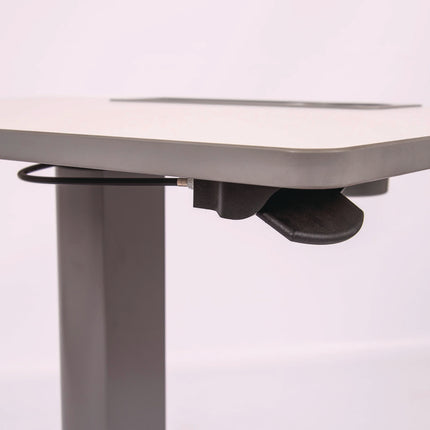 Pneumatic Sit Stand Desk, 27.5 x 19.5 x 26.25 to 42, White/Gray