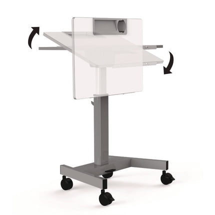 Pneumatic Adjustable Height Flip Top Student Desk, 27.5 x 19.5 x 26.25 to 42, White/Gray