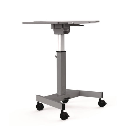 Pneumatic Adjustable Height Flip Top Student Desk, 27.5 x 19.5 x 26.25 to 42, White/Gray