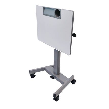 Pneumatic Adjustable Height Flip Top Student Desk, 27.5 x 19.5 x 26.25 to 42, White/Gray