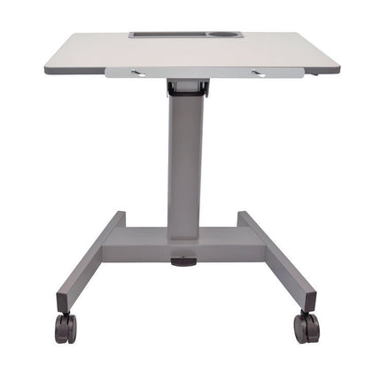 Pneumatic Adjustable Height Flip Top Student Desk, 27.5 x 19.5 x 26.25 to 42, White/Gray