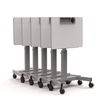 Pneumatic Adjustable Height Flip Top Student Desk, 27.5 x 19.5 x 26.25 to 42, White/Gray