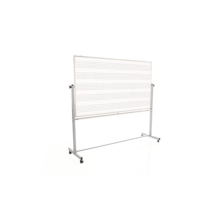 Mobile Music Staff Whiteboard, Dual-Sided Music Notation, 72" x 48", White Surface, Silver Aluminum Frame