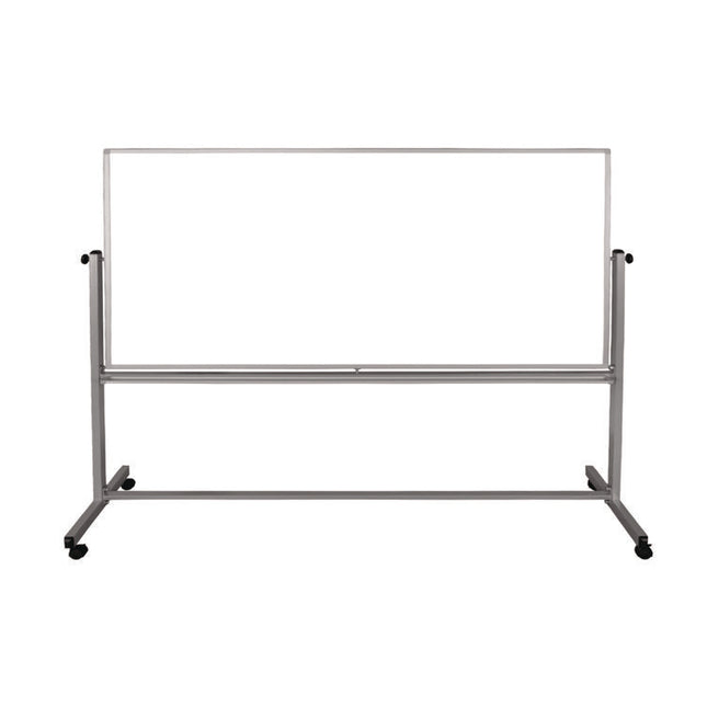 Mobile Magnetic Whiteboard, 96" x 40", White Surface, Silver Aluminum Frame