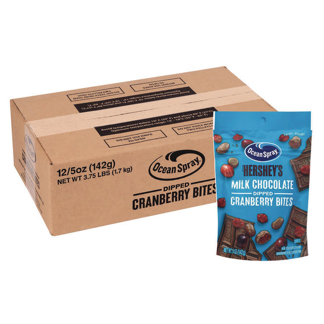 Milk Chocolate Dipped Cranberry Bites, Cranberry/Chocolate, 5 oz Bag, 12/Carton