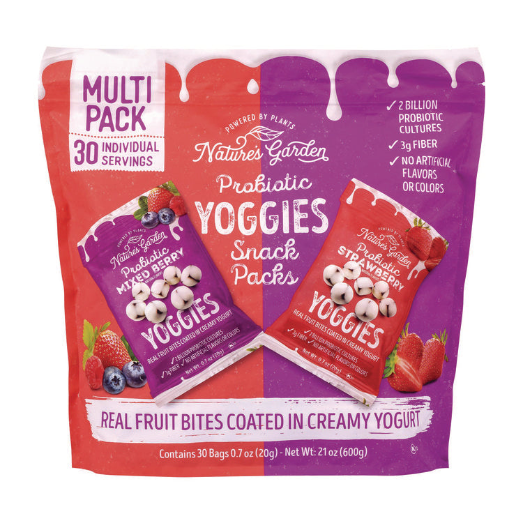 Probiotic Yoggies Variety Snack Pack, Assorted Flavors, 0.7 oz Bag, 30/Carton