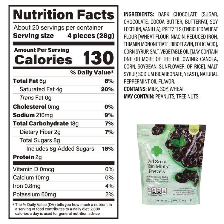 Thin Mints Pretzels, Mint Chocolate, 20 oz Bag
