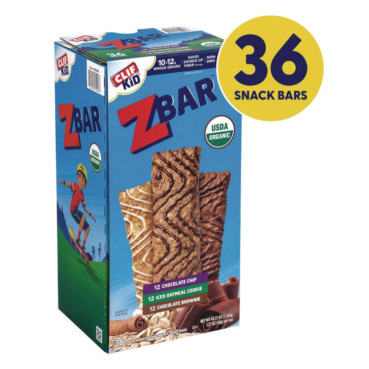 Kid Organic Zbar Granola Bars Variety Pack, Assorted Flavors, 1.27 oz Bar, 36/Carton